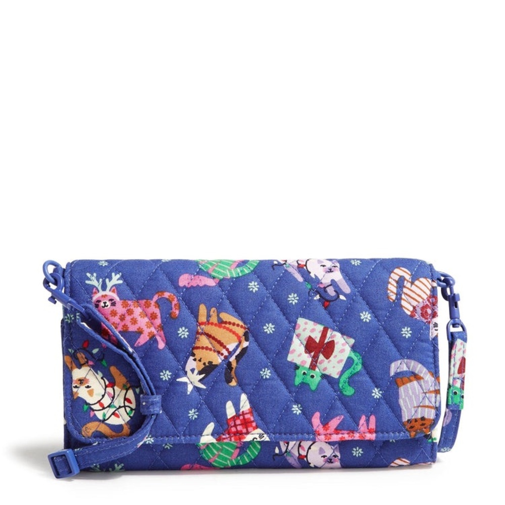 NWT Vera Bradley Catnip Christmas Wallet Crossbody in Cotton